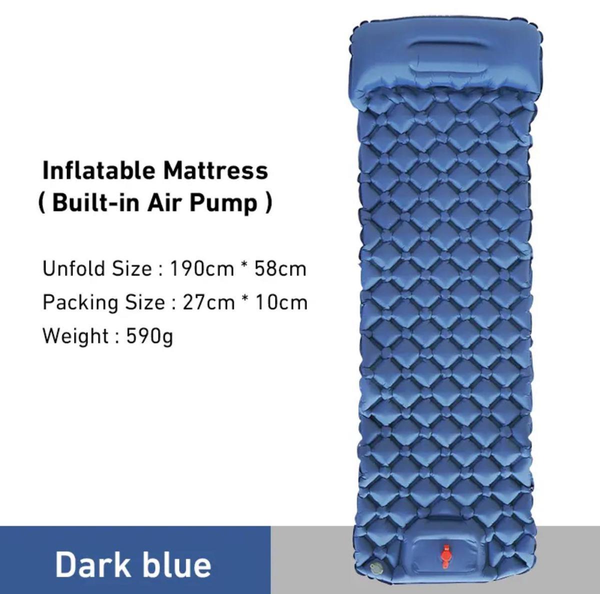 Коврик надувной Westtune с подушкой и встроенным насосом Dark Blue (it0-cpt-2q9) - фото 2 Коврик надувной Westtune с подушкой и встроенным насосом Dark Blue (it0-cpt-2q9) - фото 2