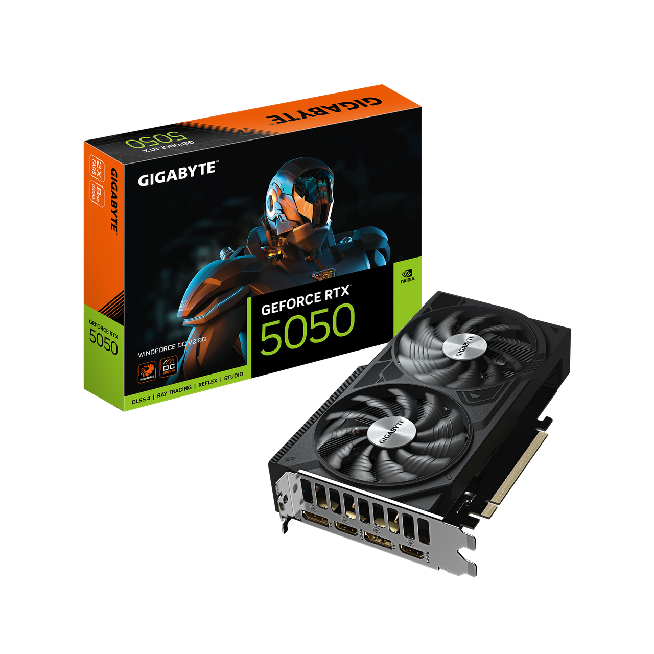 Видеокарта Gigabyte WindForce OC V2 RTX 5050 GDDR6 8 Гб (GV-N5050WF2OCV2-8GD)