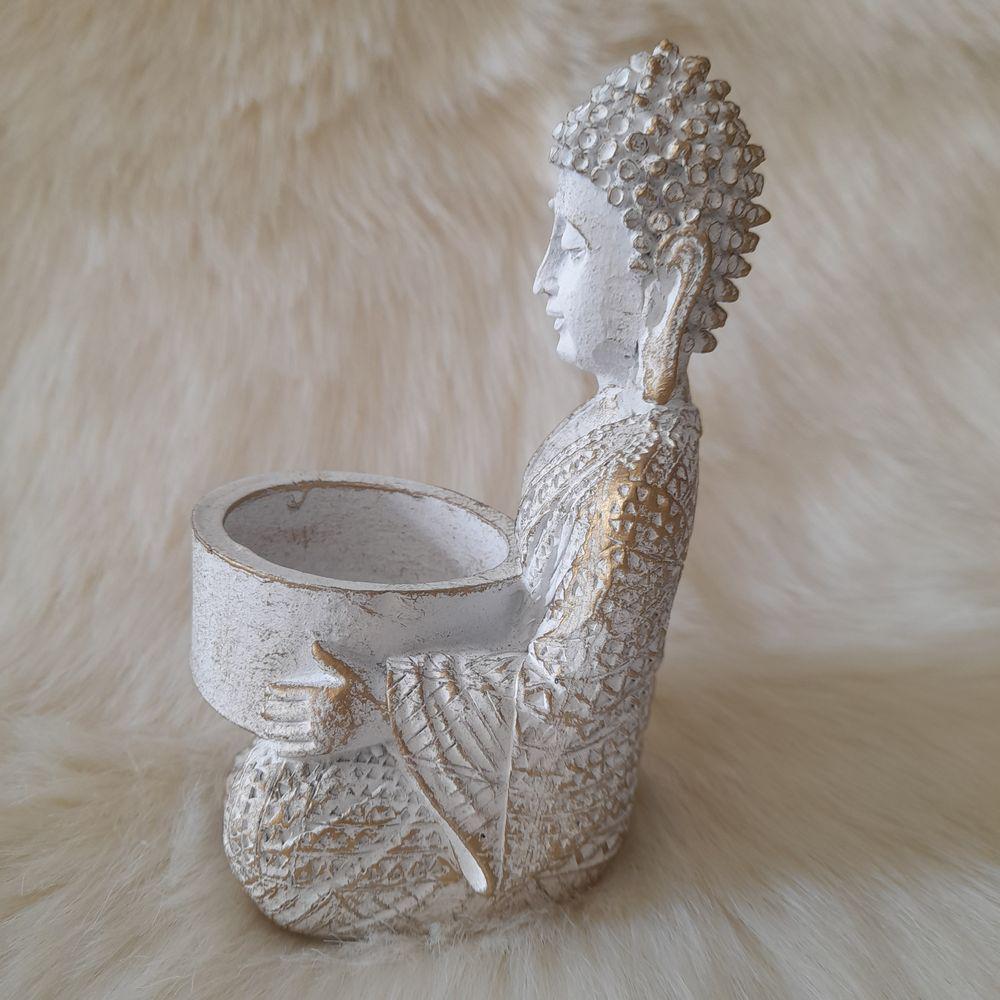 Підсвічник Гранд Презент Будда обіймає ПП703в 15х10х10 см Біло-золотий - фото 3 Підсвічник Гранд Презент Будда обіймає ПП703в 15х10х10 см Біло-золотий - фото 3