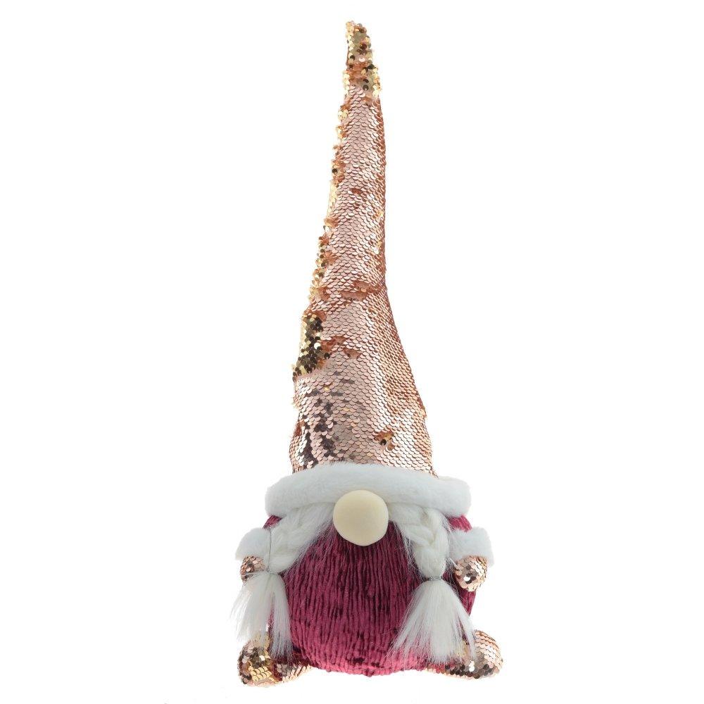 Фигурка новогодняя мягкая BonaDi Гном девочка 50 см Пурпурный (2770450856)