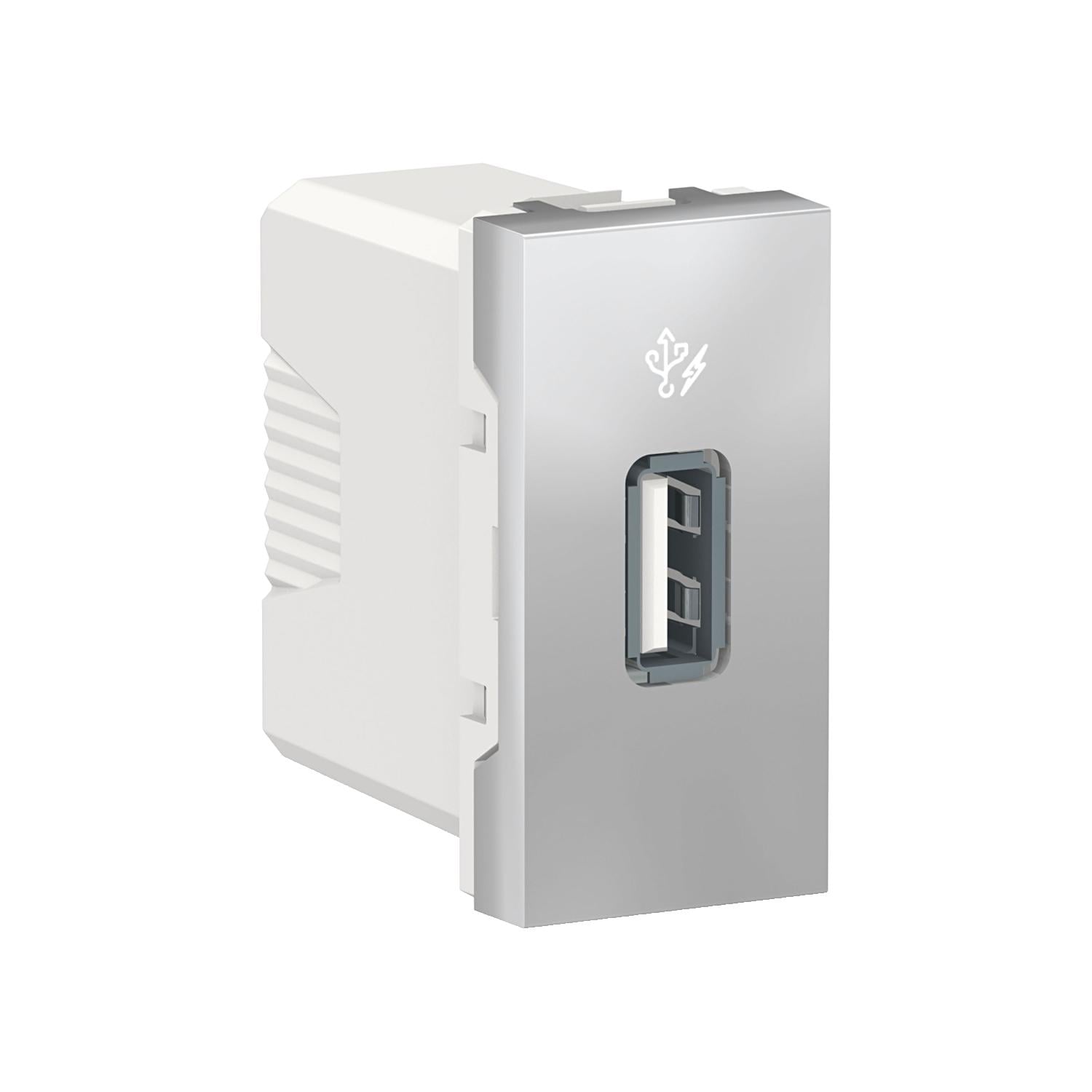 Розетка USB Schneider Electric Unica New USB 1 A 1 модуль Алюминий (NU342830) Розетка USB Schneider Electric Unica New USB 1 A 1 модуль Алюминий (NU342830)