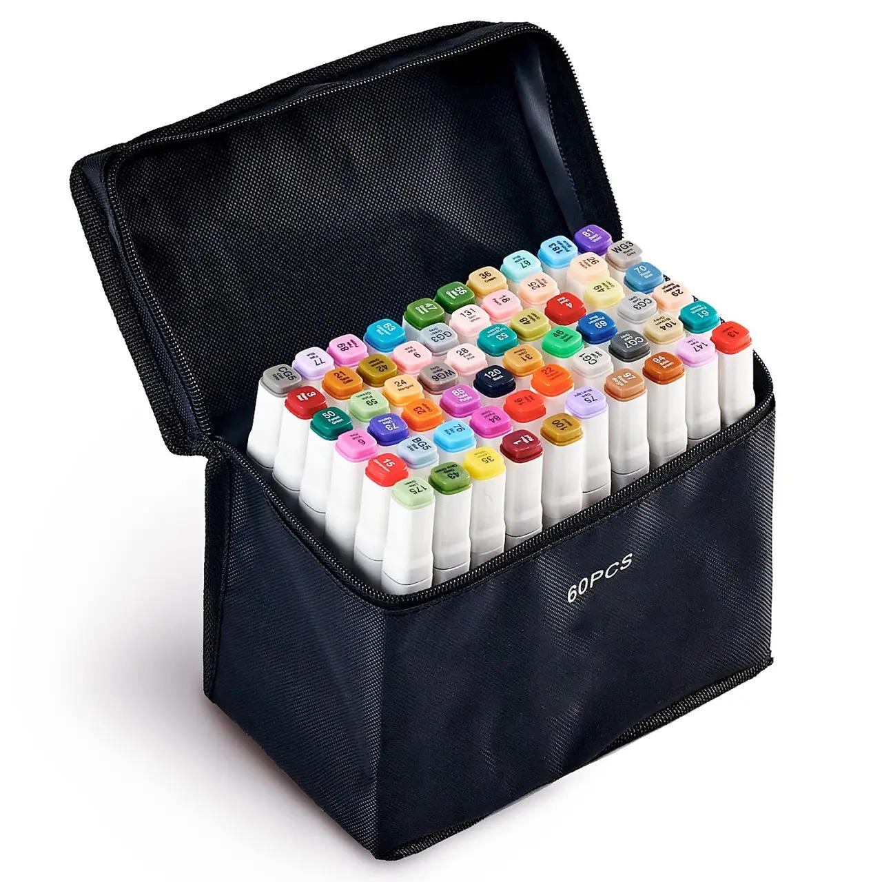 Маркеры двусторонние спиртовые Touch Smooth для рисования и скетчей 60 шт. и Подставка для маркеров Розовый - фото 6