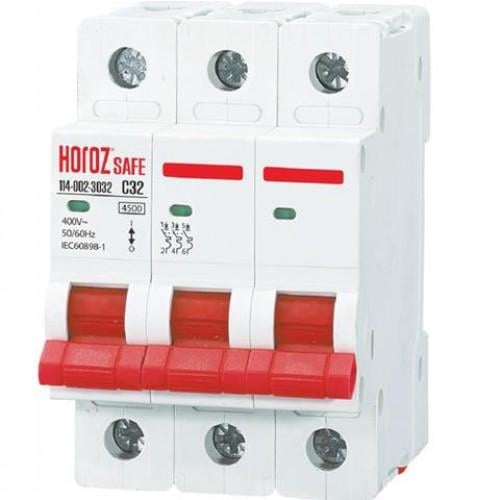 Автоматический выключатель Horoz Electric 114-002-3032-010 Safe 3P 32A C 4,5kA на DIN-рейке (00000041121)