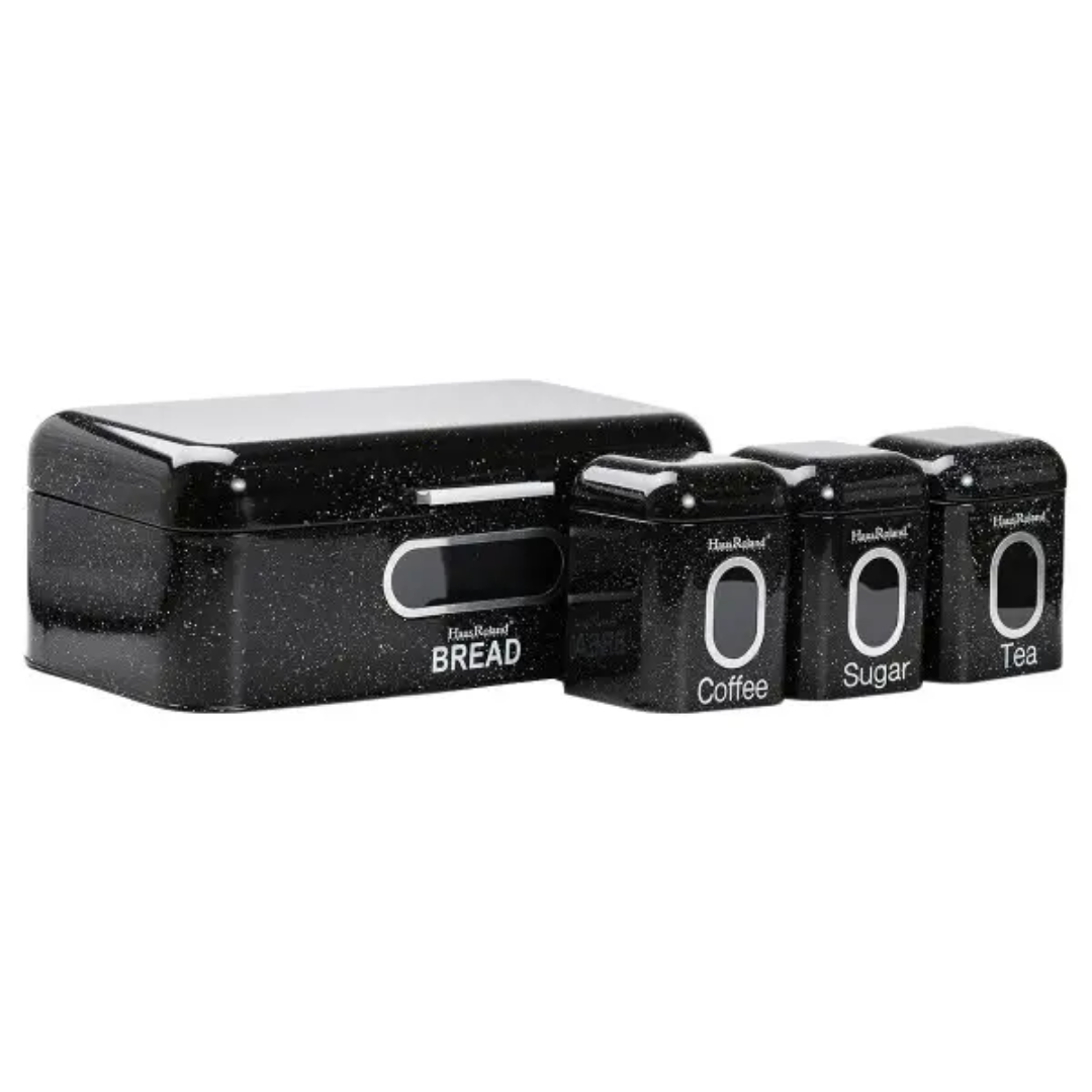 Набор для хранения продуктов Haus Roland из нержавеющей стали 4 шт. Черный гранит