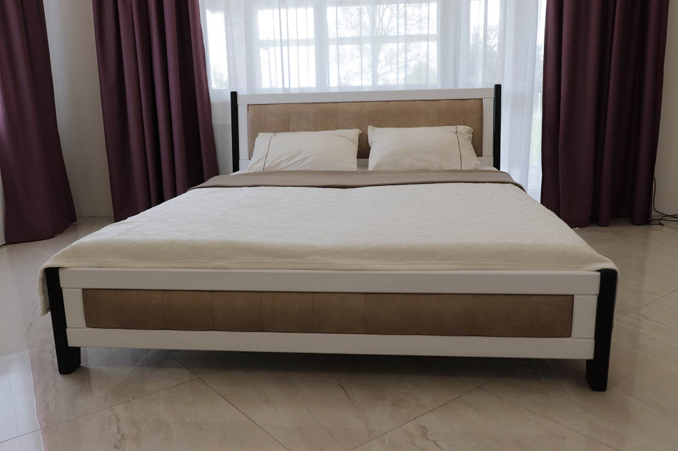 Кровать двуспальная ДрімКО Магнолия из массива бука 180х200 см Венге/Белый (30145)