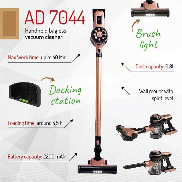 Пылесос аккумуляторный беспроводной Adler AD 7044 2200 mAh (AD 7044)ёё - фото 2