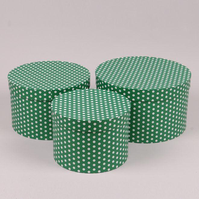 Комплект коробок для цветов Flora 3 шт. Зеленый в белый горошек (39894)