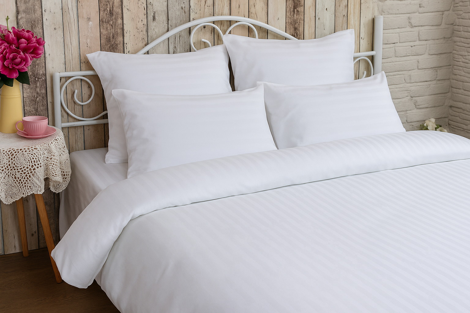 Постельное белье Руно сатин страйп 2x2 евро Белый (16864)