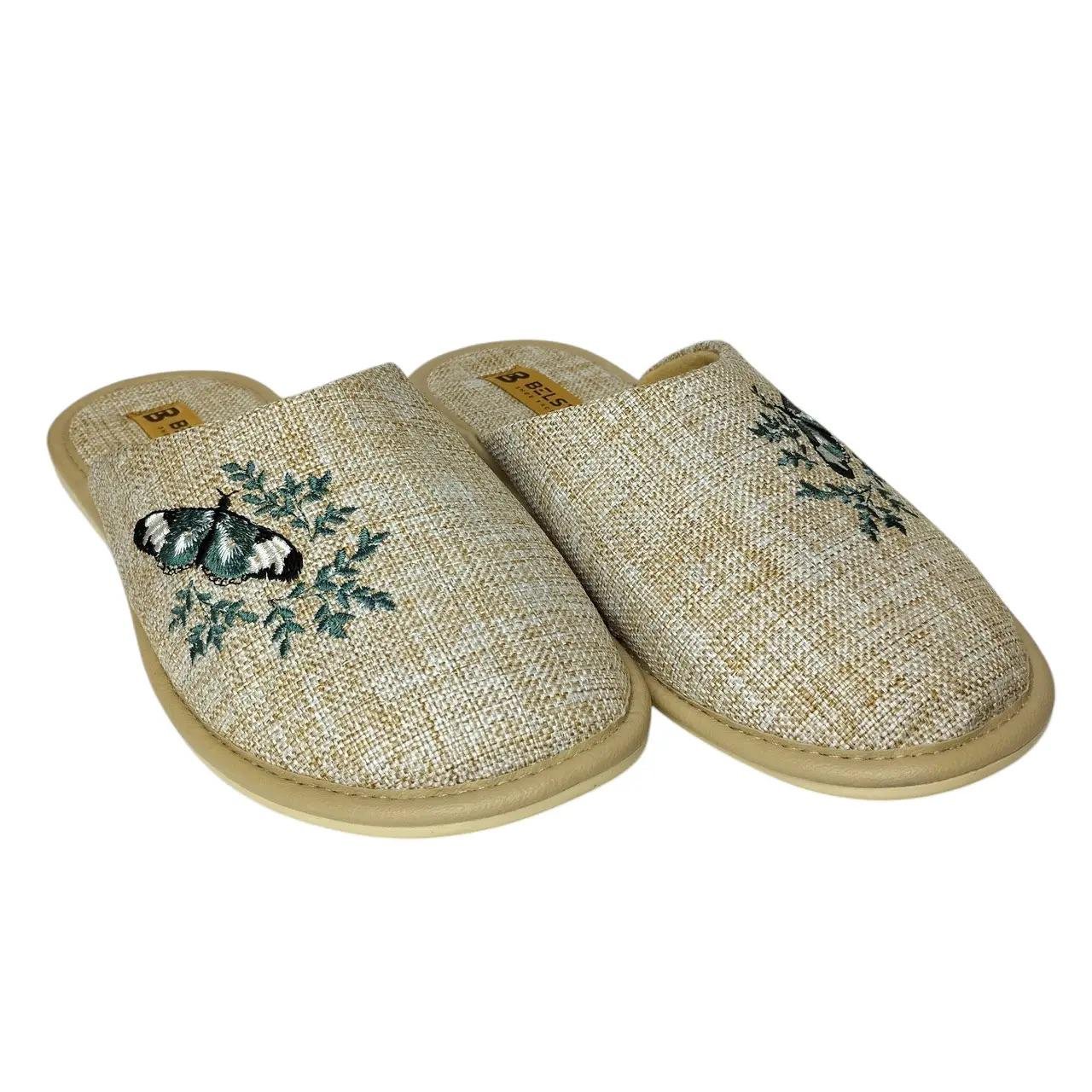 Домашние тапочки женские БЕЛСТА с вышивкой р. 39 25 см Бежевый (31273005)