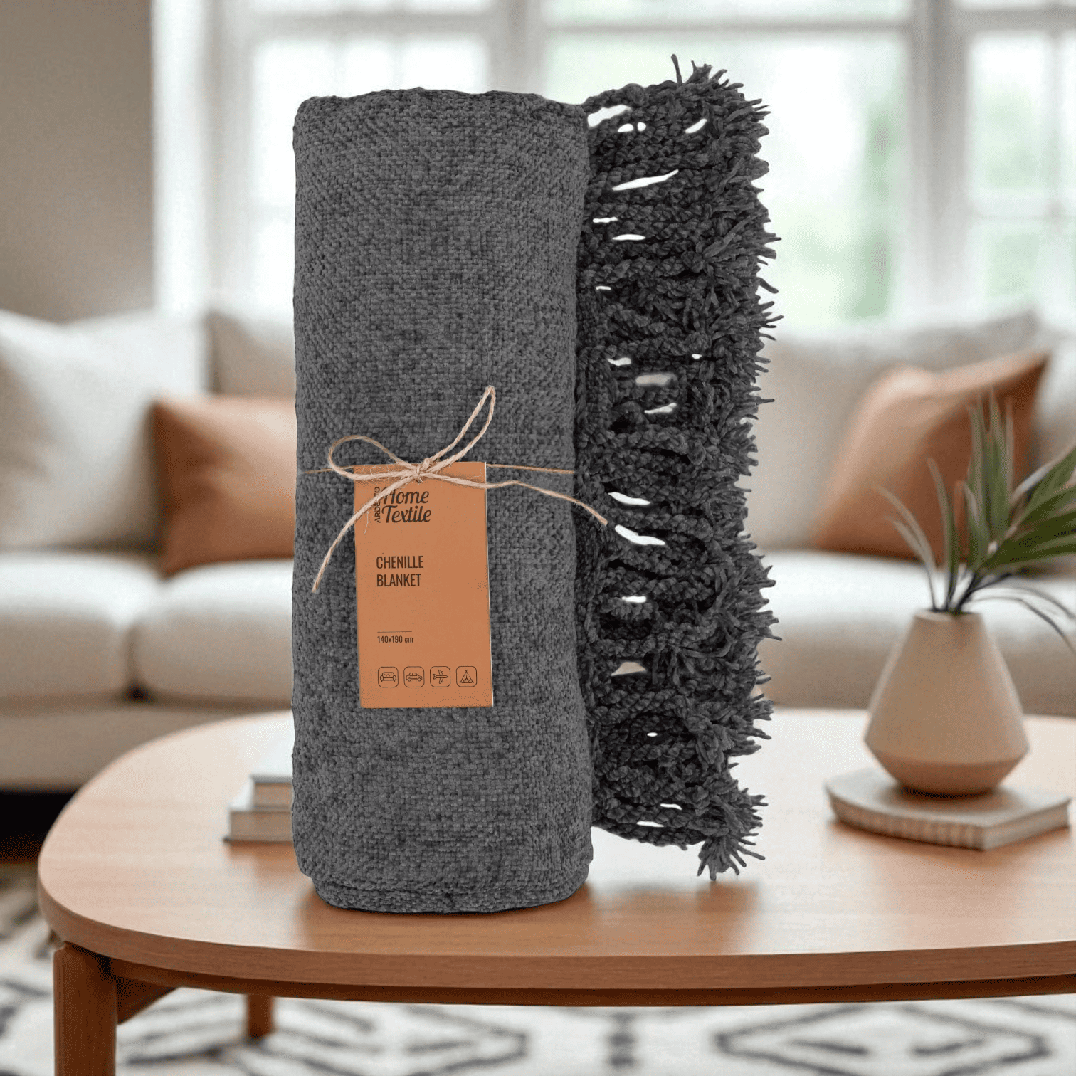 Плед мягкий Ardesto Chenille из 100% полиэстера 140х190 см Темно-серый (ART0203CH) - фото 4