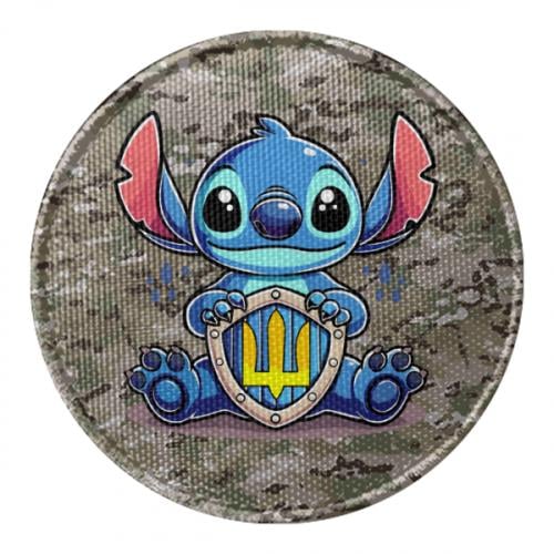 Шеврон круглый Стич держащий герб Украины (18727423-60-209613)