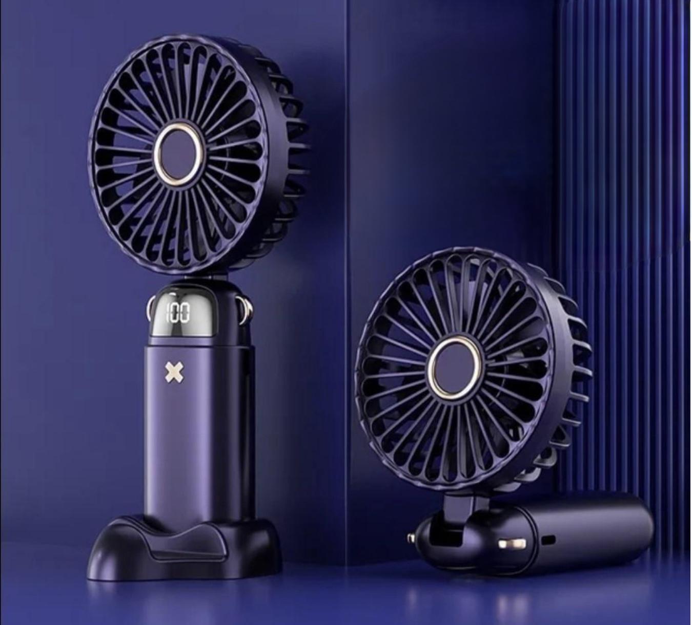 Вентилятор міні акумуляторний 5 швидкостей з підставкою для телефону 3000 mAh - фото 2