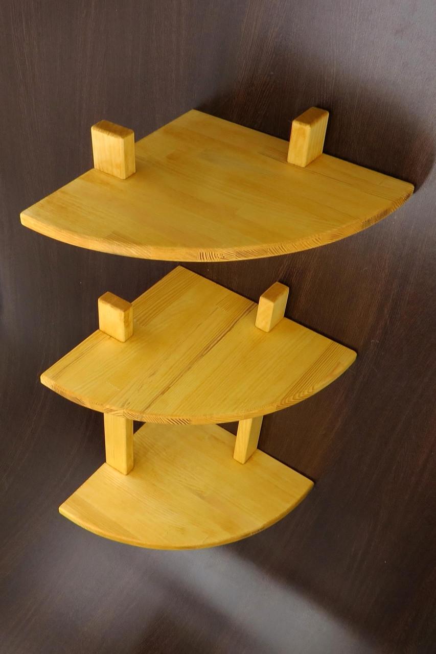 Полка настенная угловая из дерева Макорис 3 Карри (УНП-301303)