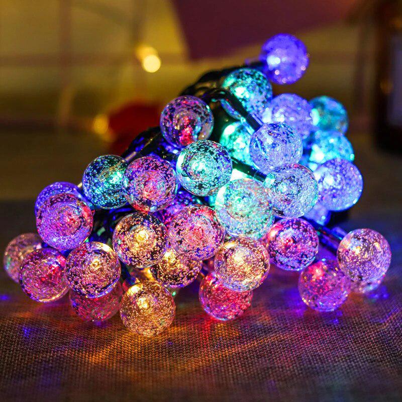 Гирлянда светодиодная уличная Crystal Ball 100 LED 10 м на солнечной батарее Разноцветный (ALE-GCOLOR10CB-S)