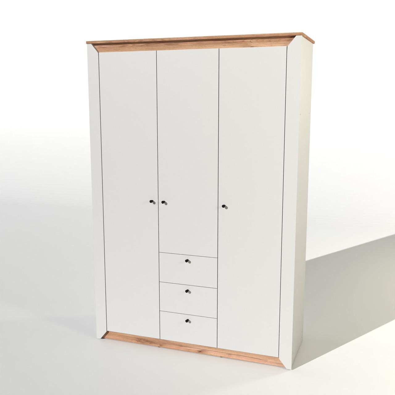 Шкаф трехдверный Эверест Нордик-1400 Белый/Дуб крафт золотой (DTM-5537)