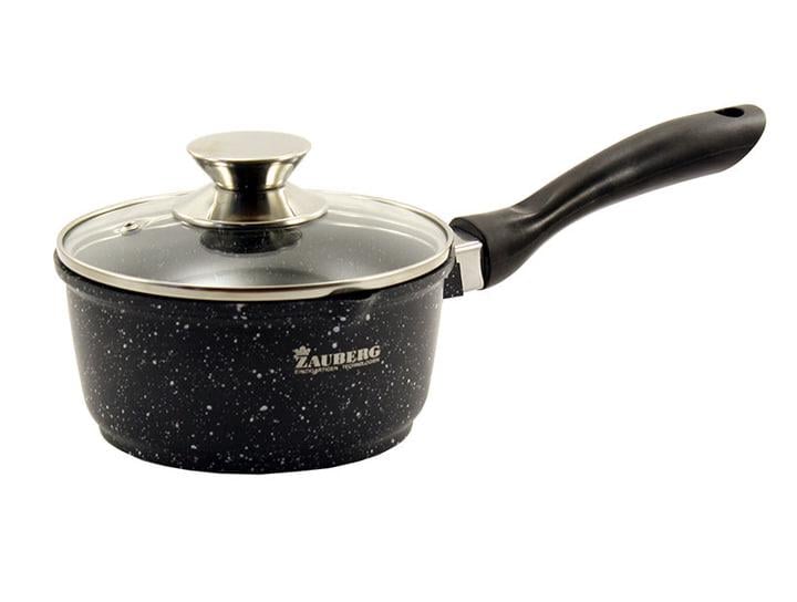 Ковш с антипригарным покрытием для индукции и газа ZAUBERG с мраморным покрытием и крышкой 1,3 л (0716)