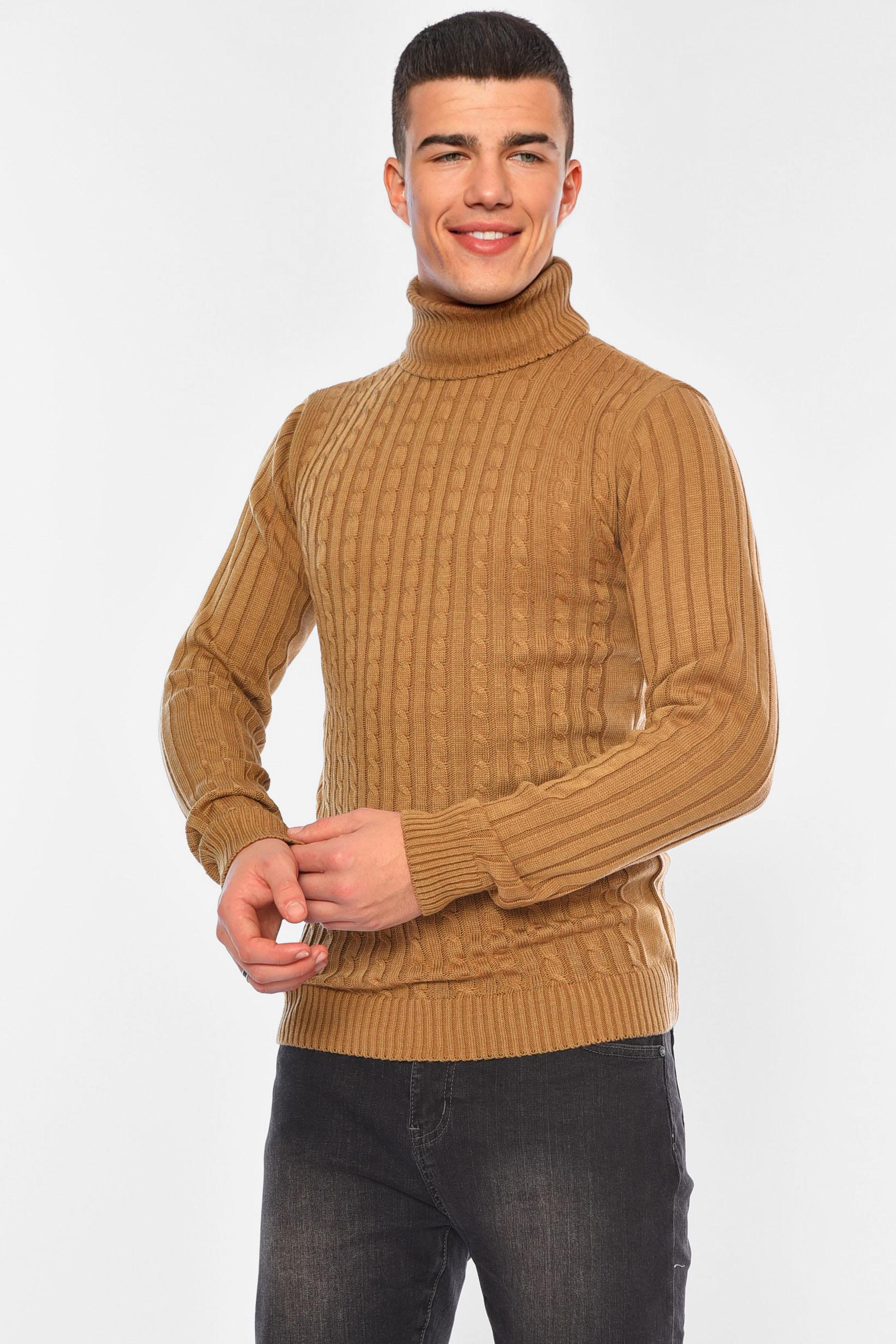 Светр чоловічий однотонний M Коричневий (194511)