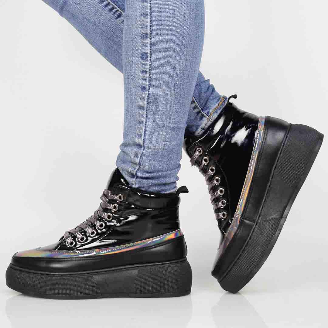 Черевики жіночі з лаковими вставками 323902 р. 37 23,5 см