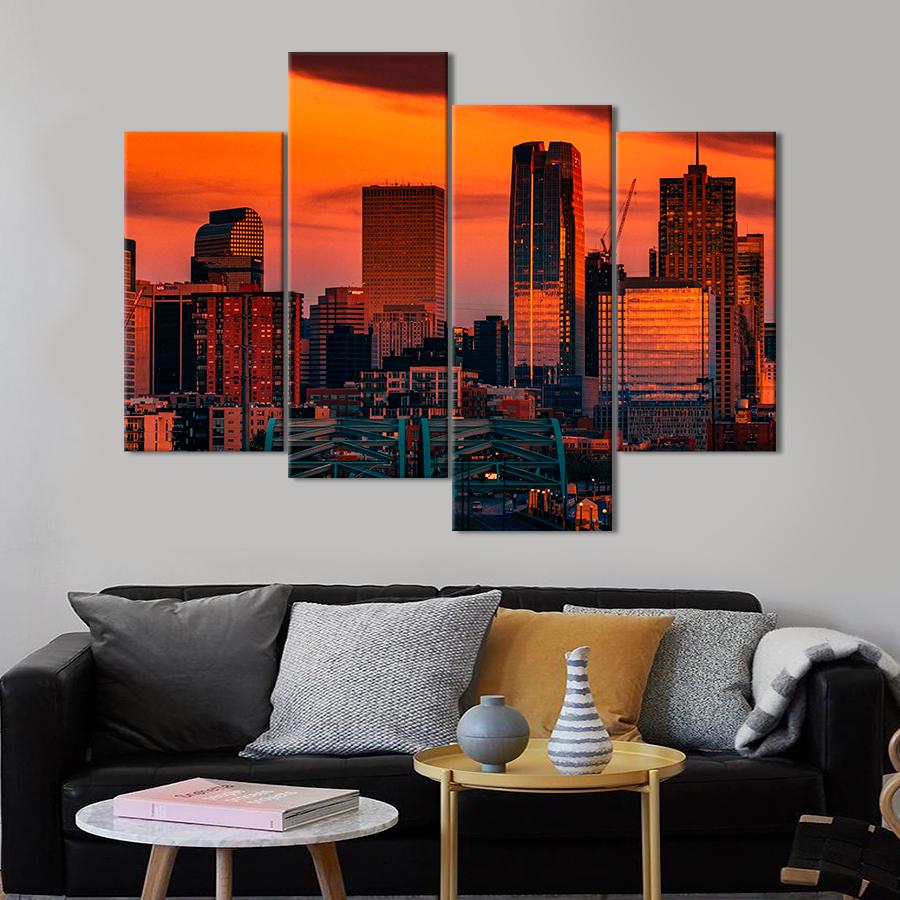 Картина город Красивый рассвет в Нью-Йорке 129x90 см (A629-4)