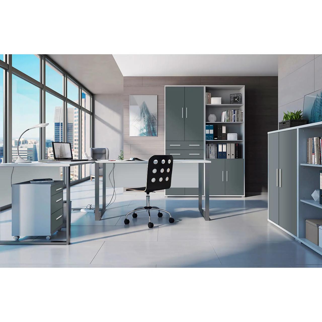 Пенал закрытый с ящиками Гербор Каби REG 4D2S/220 Пепельный/Антрацит (GRB-1242) - фото 4