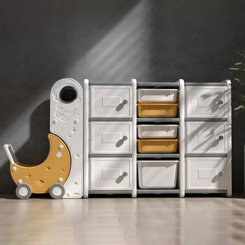 Детский стеллаж-органайзер для игрушек Lumpurini Lunetta Grande с контейнерами в детскую 3 яруса 179x32x93 см Белый (YYSC2218-3)