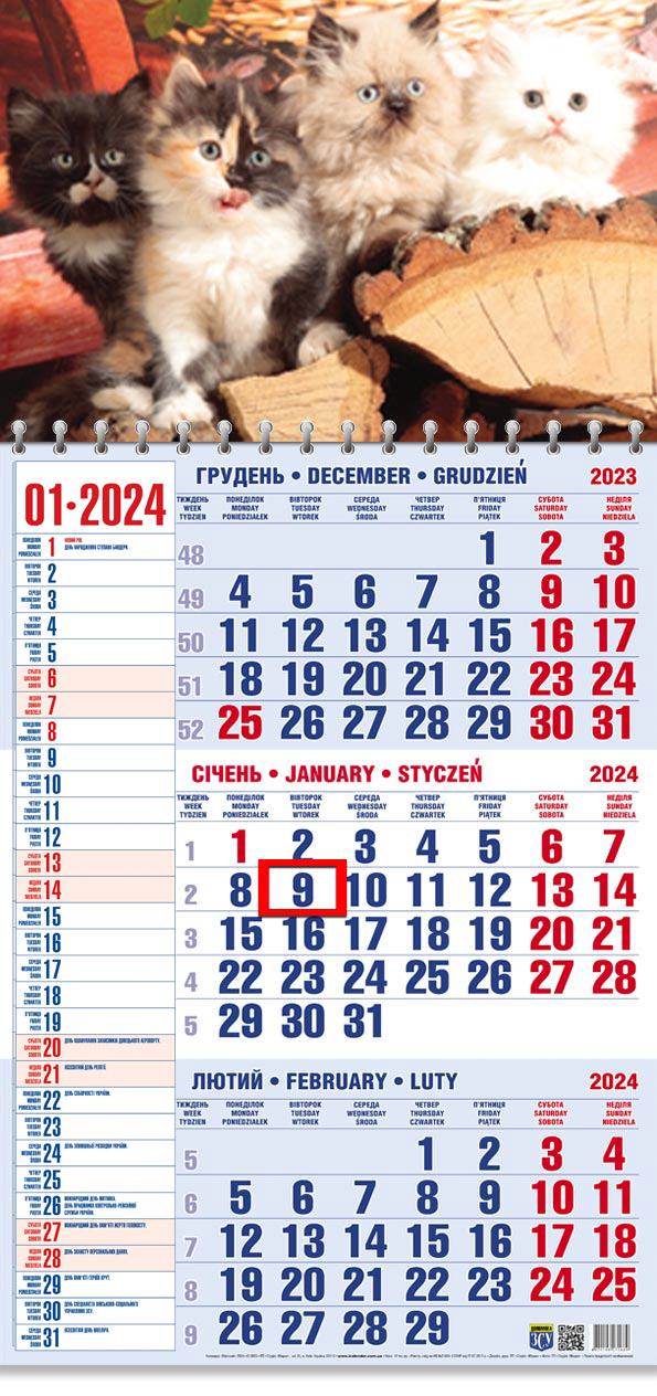 Календар на 2024 рік Офісний 1 Муркотіння чотирьох (ОФІС1-08 2024)