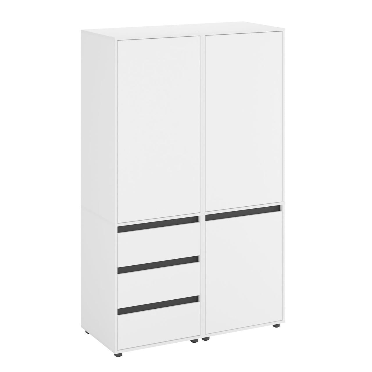 Шкаф для одежды KOMTO CUBE 120 с 3 дверцами и 3 ящиками Белый (p-186-560) Шкаф для одежды KOMTO CUBE 120 с 3 дверцами и 3 ящиками Белый (p-186-560)