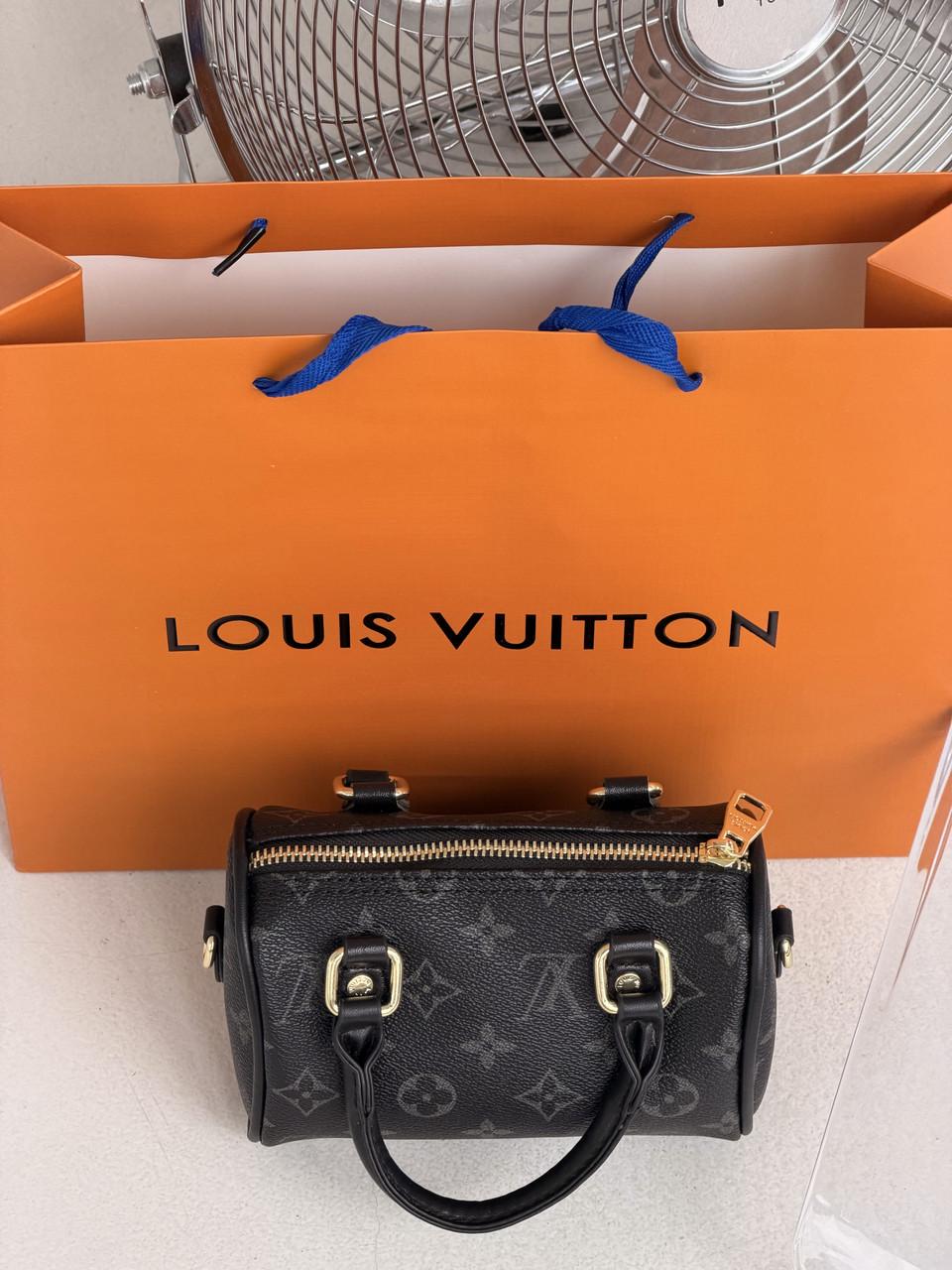 Сумка жіноча Louis Vuitton Nano Speedy mini бочечка через плече Чорний (2977265853)