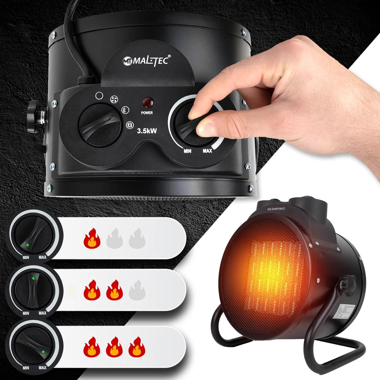 Керамічний обігрівач Maltec термостат/вентилятор 3,5 кВт 220 В до 60 м2 (INFERNO6000) - фото 11
