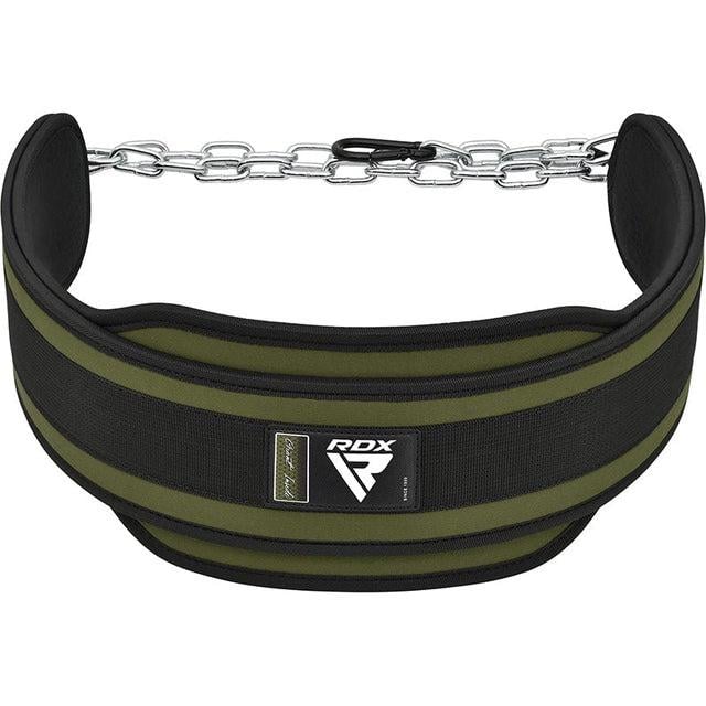 Пояс для отягощений с цепью RDX T7 Pro Dipping Belt 2 Layer неопреновый Army Green - фото 1