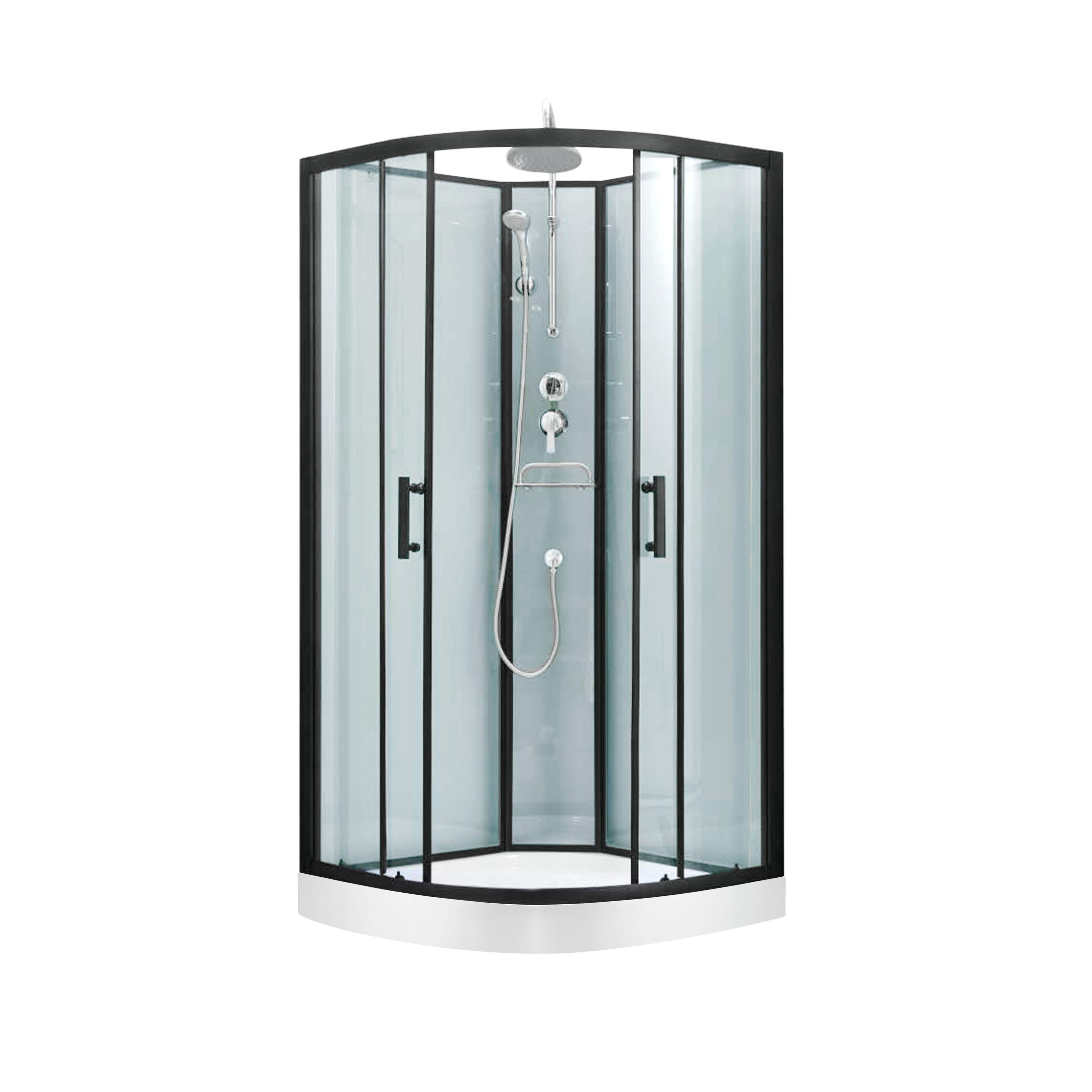 Душовий бокс Lidz Majatek/Kupala LMSB9090BLALOWTR2SET 90x90x221 см Чорний (126363)