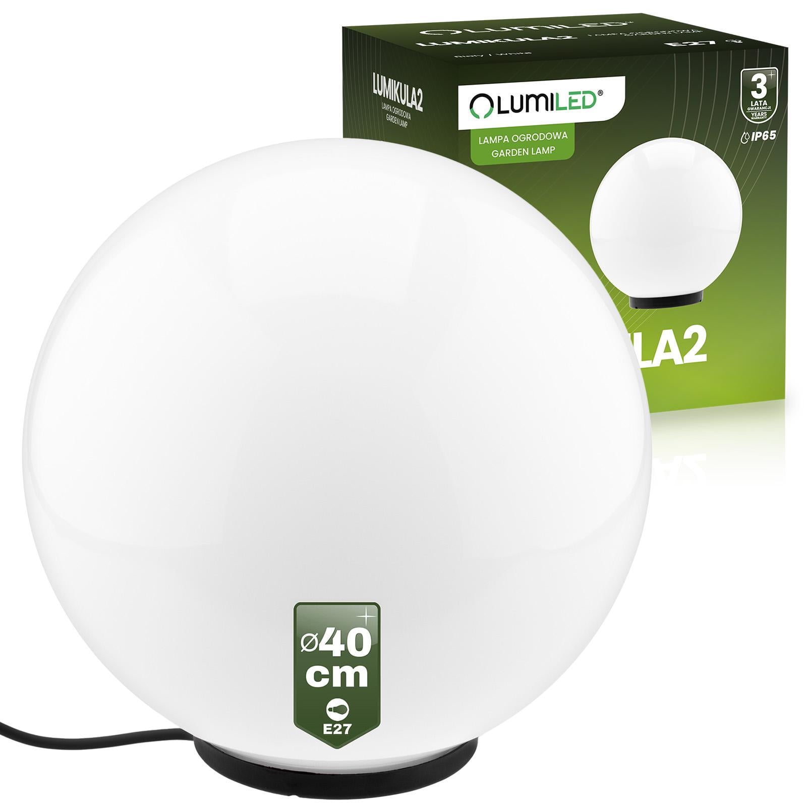 Светильник-шар садовый Lumiled Lumikula2 40 см E27 IP65 от сети стеклянный (10633)