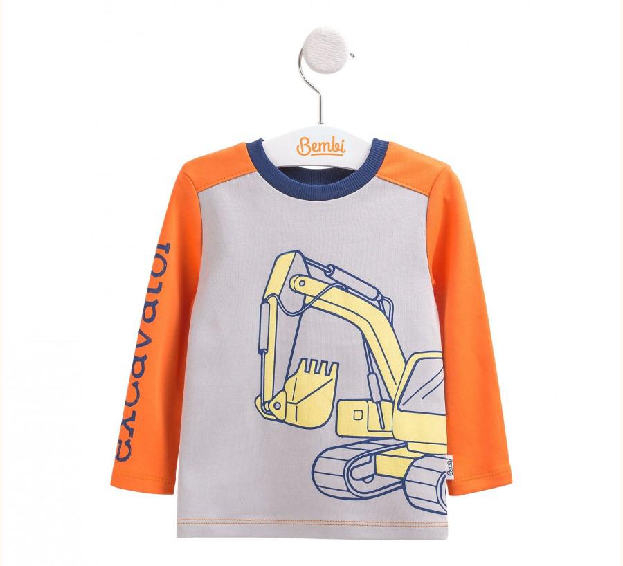 Футболка с длинным рукавом для мальчика Bembi ФБ 669 80 см Оранжевый/Серый
