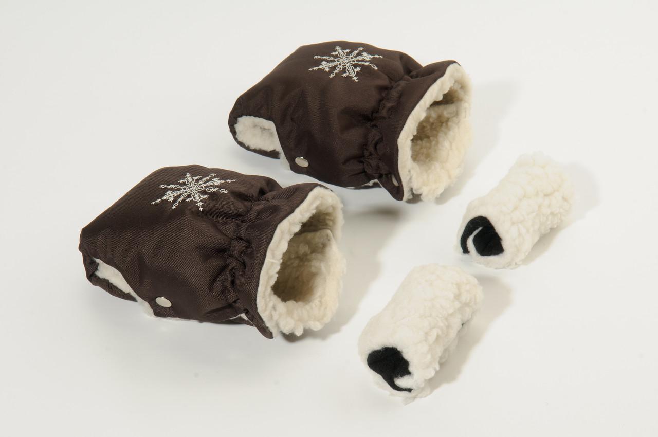 Рукавички-муфта на коляску Ok Style Снежинка Темно-коричневый
