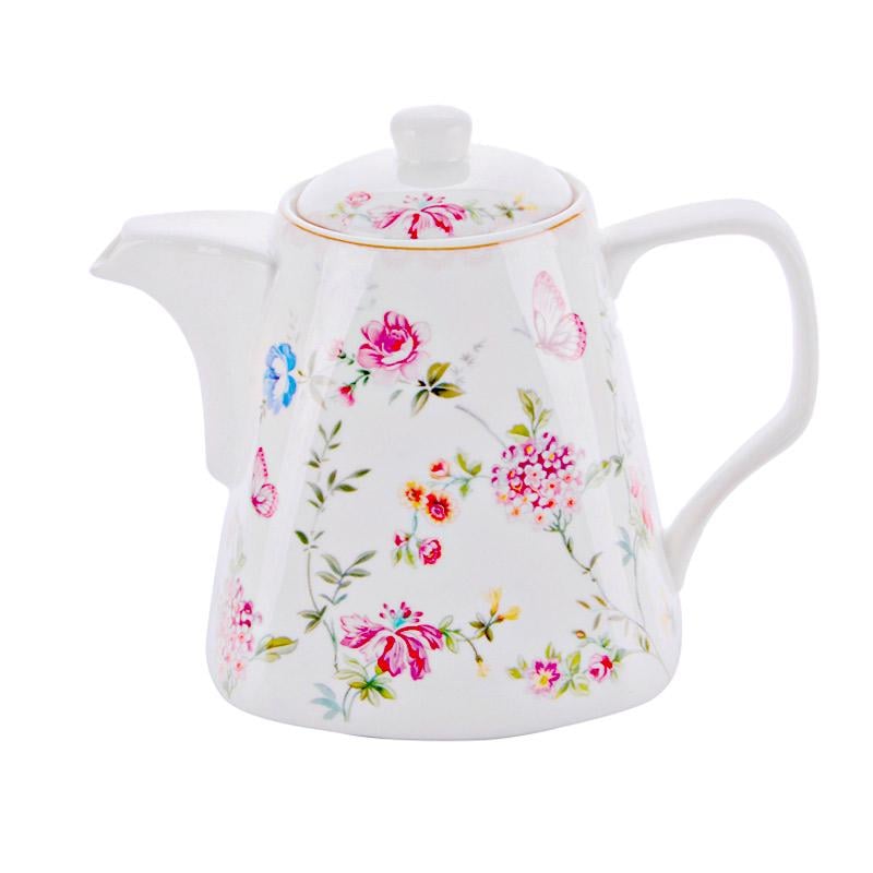 Чайник заварочный фарфоровый Light House Полевые цветы 1100 мл Белый (165-342)
