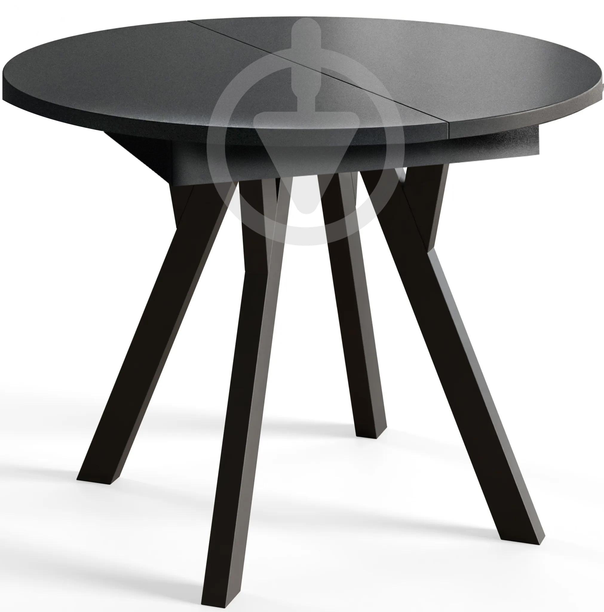 Стіл кухонний розкладний RoMax Lite Slide Loft 110x110 см Антрацит/Чорний - фото 1