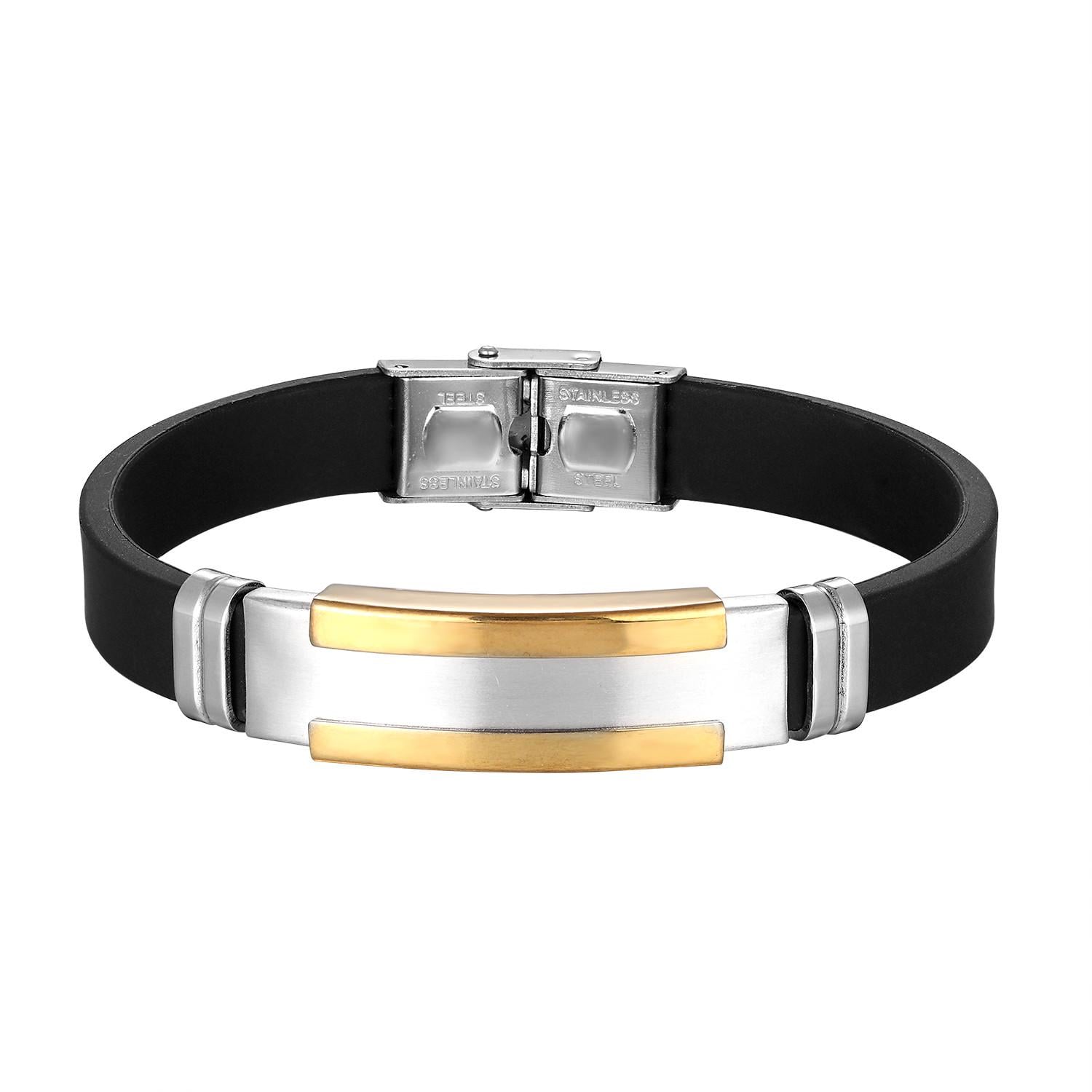 Браслет под гравировку из медицинской стали на силиконовом ремешке 20 см (BSS-069)