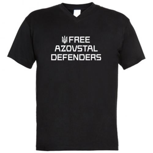 Футболка чоловіча з V-подібним вирізом Free Azovstal Defenders S Чорний (18042243-2-205279-S)