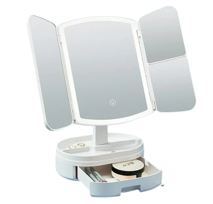 Косметичне дзеркало Led Mirror з підсвічуванням потрійне з органайзером (FD27609)