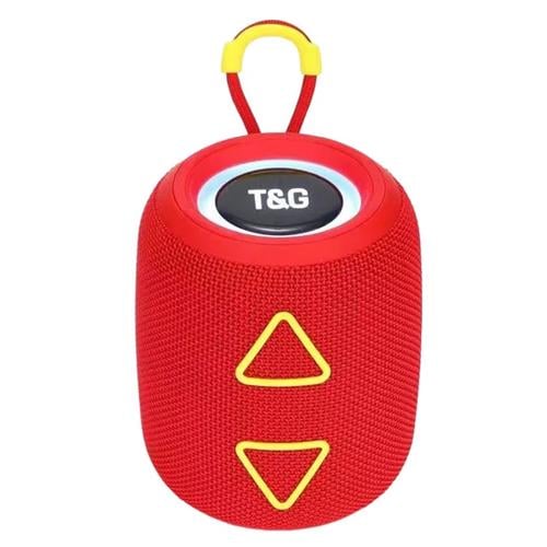 Портативная колонка T&G 655 5W с RGB подсветкой и ремешком Red