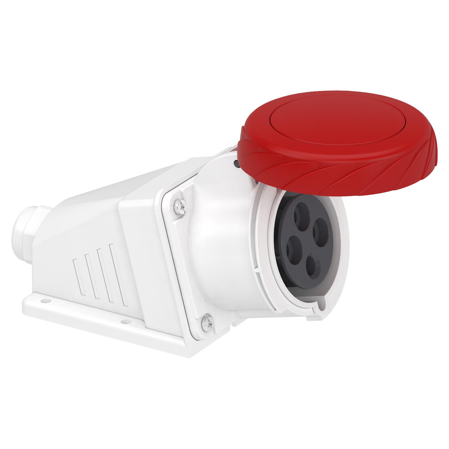 Силовая розетка Schneider Electric Mureva 3P+E 32А 415 В стационарная IP67 Красный (PKF32W734)