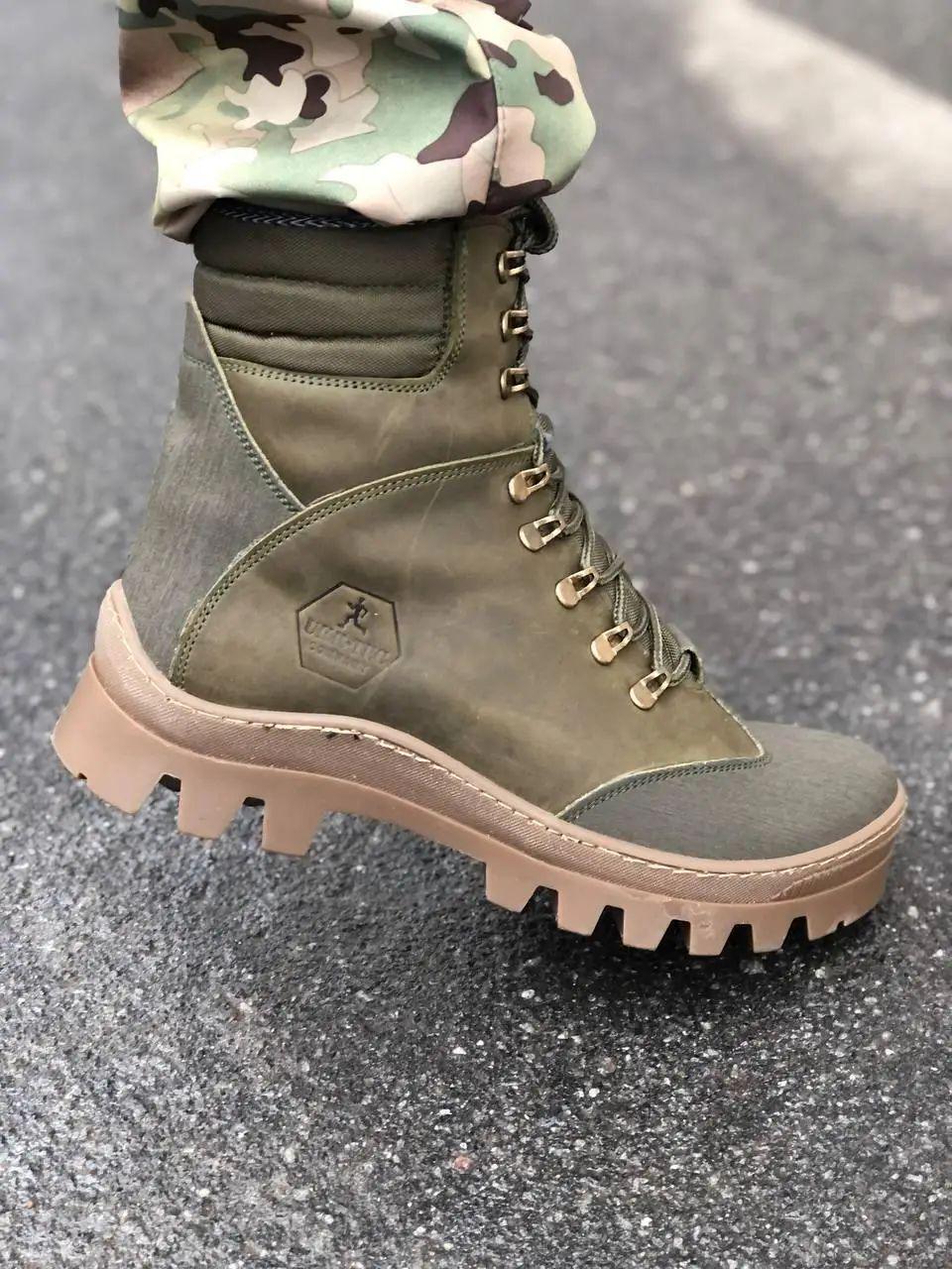 Берцы военные всесезонные KOBRA из натуральной кожи р. 45 Хаки/Олива (s23055)