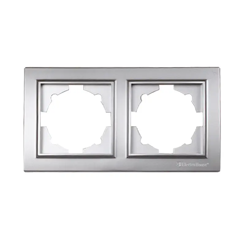 Рамка ElectroHouse двухместная Enzo Серебряный камень (EH-2201-ST)