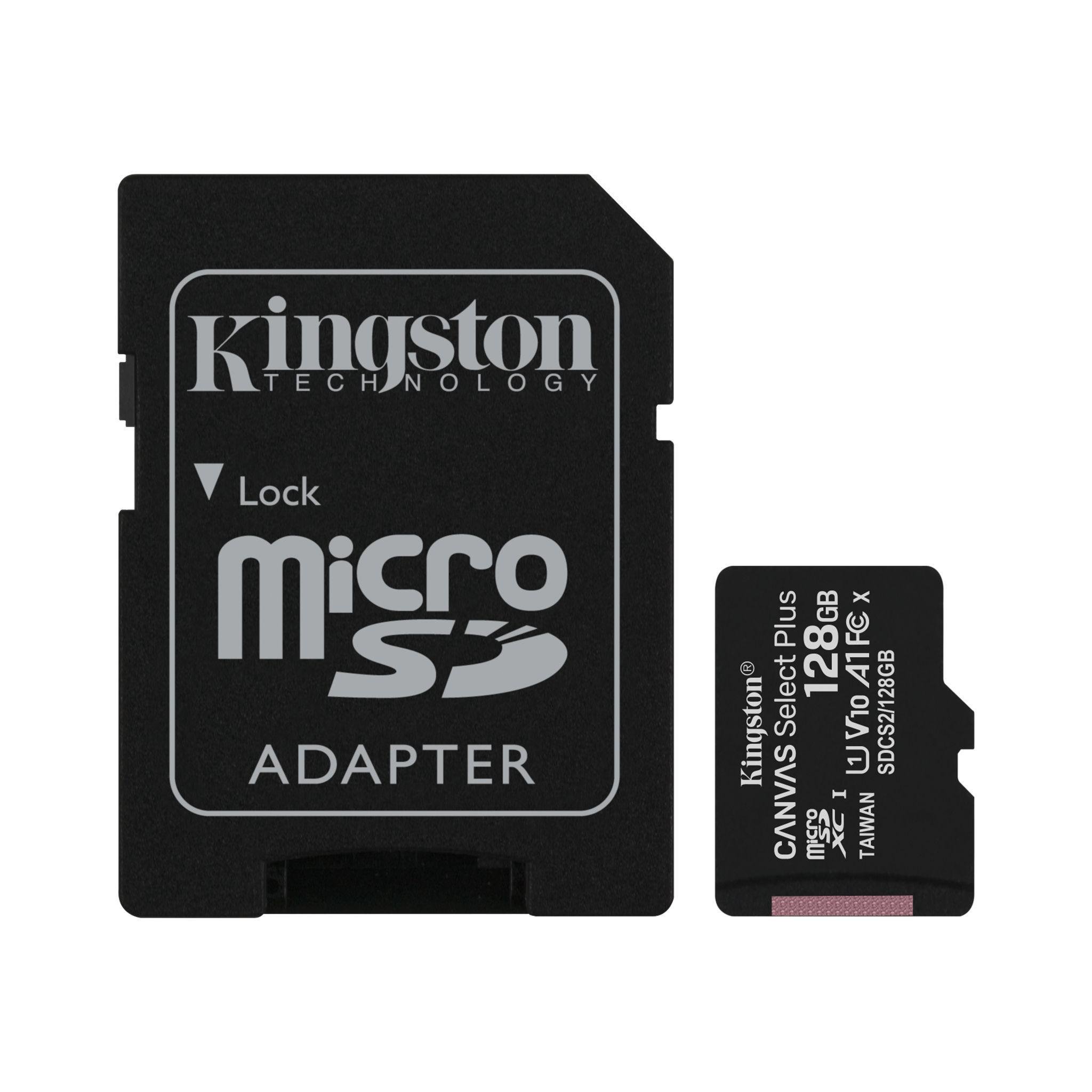 Карта пам’яті Kingston microSD 128 GB C10 UHS-I R100 MB/s із SD-адаптером (ERC-SDCS2/128GB)