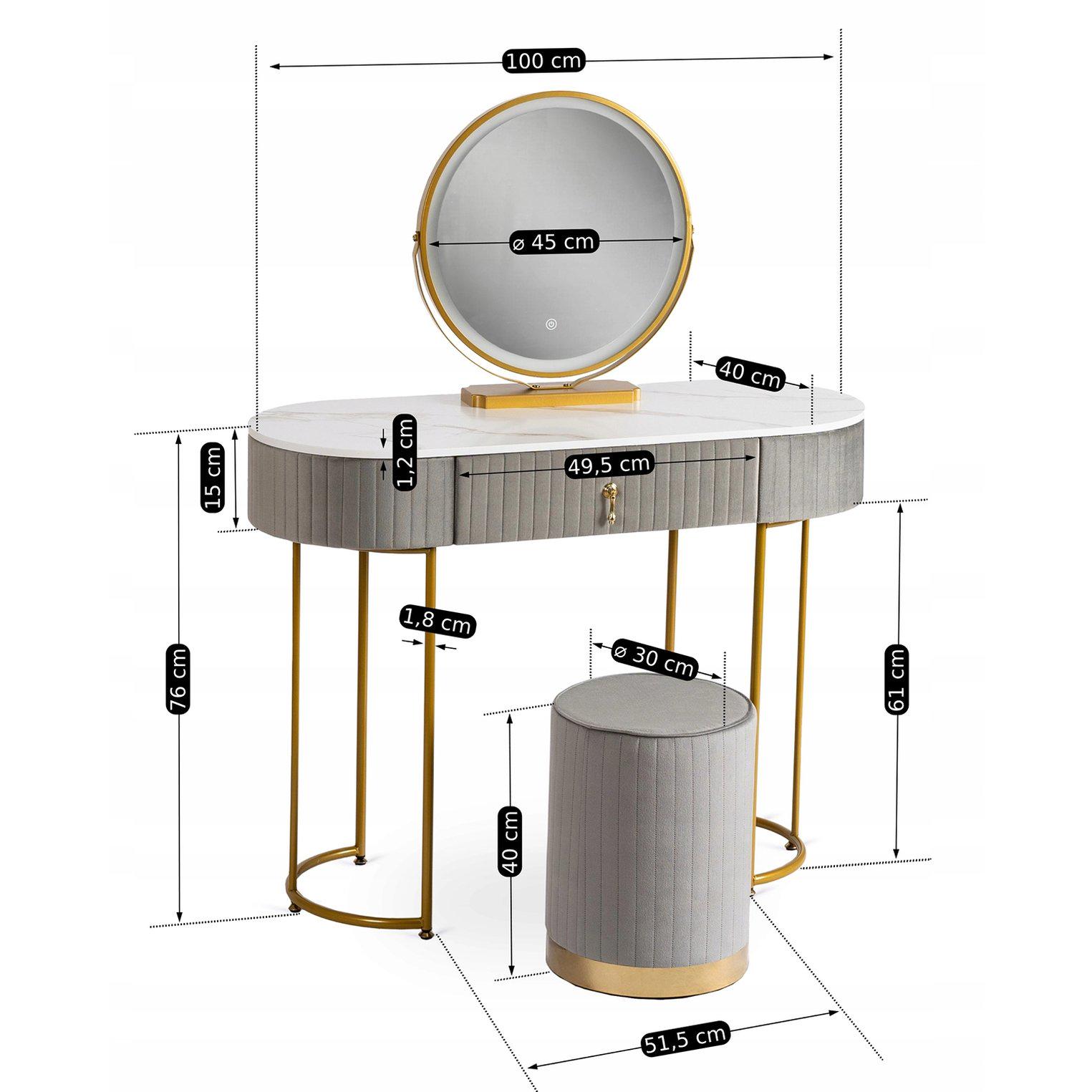 Туалетный стол c пуфом Mebel Elit SARAH Marmur Серый (ME.SARAH/P/ZL/B) - фото 2