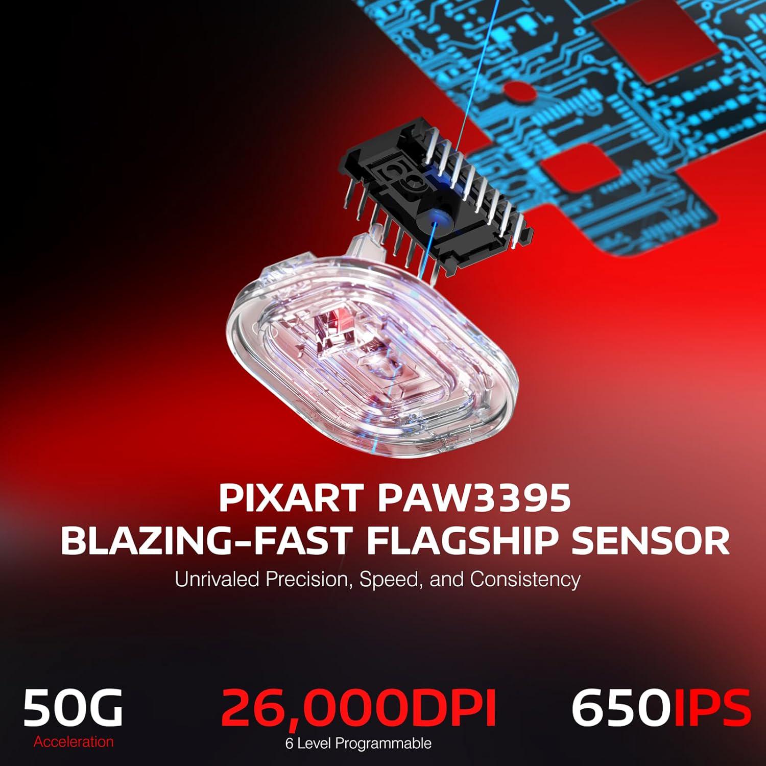 Мышка игровая беспроводная attack shark X3 эргономичная 49 г PAW3395 26K DPI программированные кнопки Red - фото 7 Мышка игровая беспроводная attack shark X3 эргономичная 49 г PAW3395 26K DPI программированные кнопки Red - фото 7