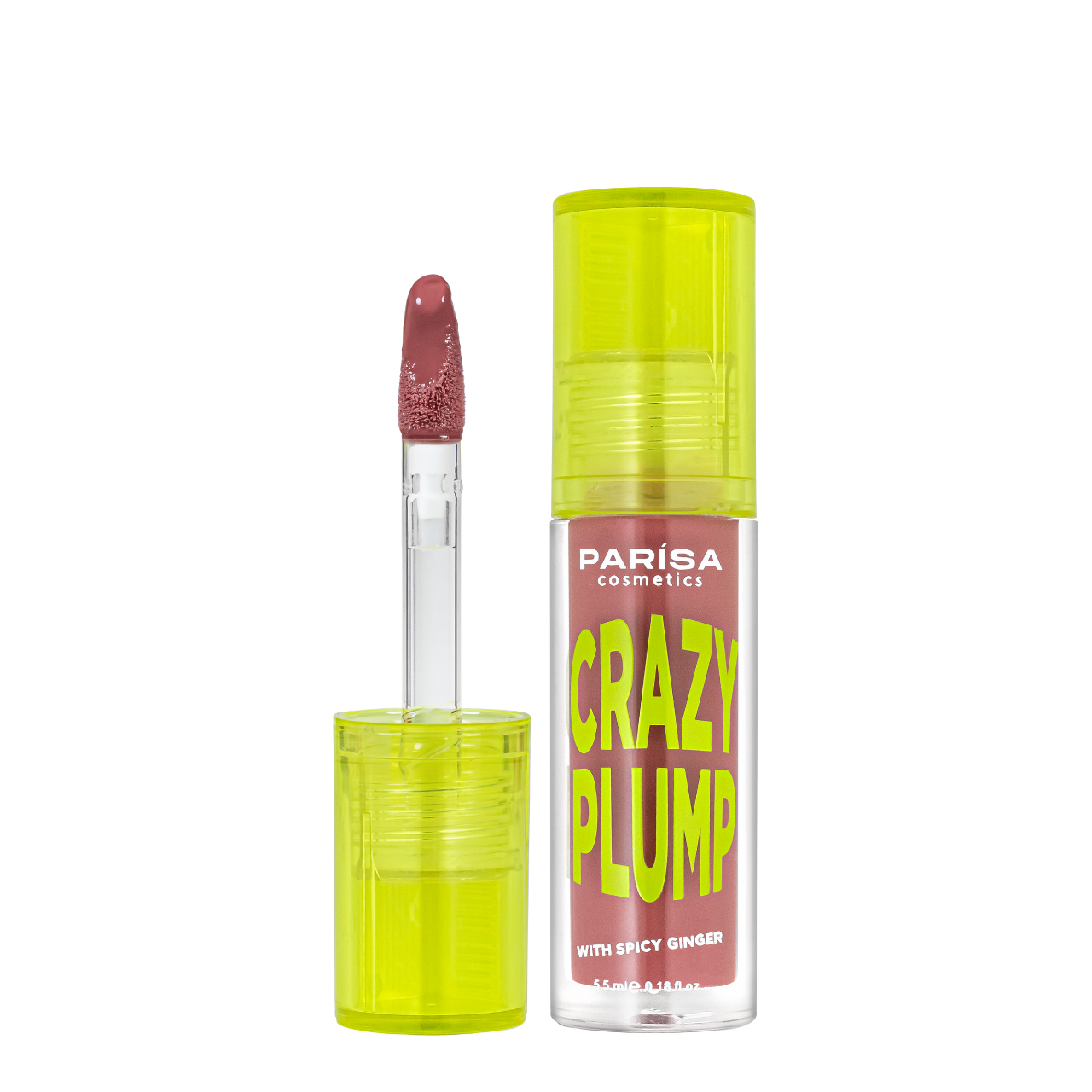 Блиск-плампер для об'єму губ Parisa Cosmetics Crazy Plump 5,5 мл 105 Teddy nude Рожево-коричневий (13350428)