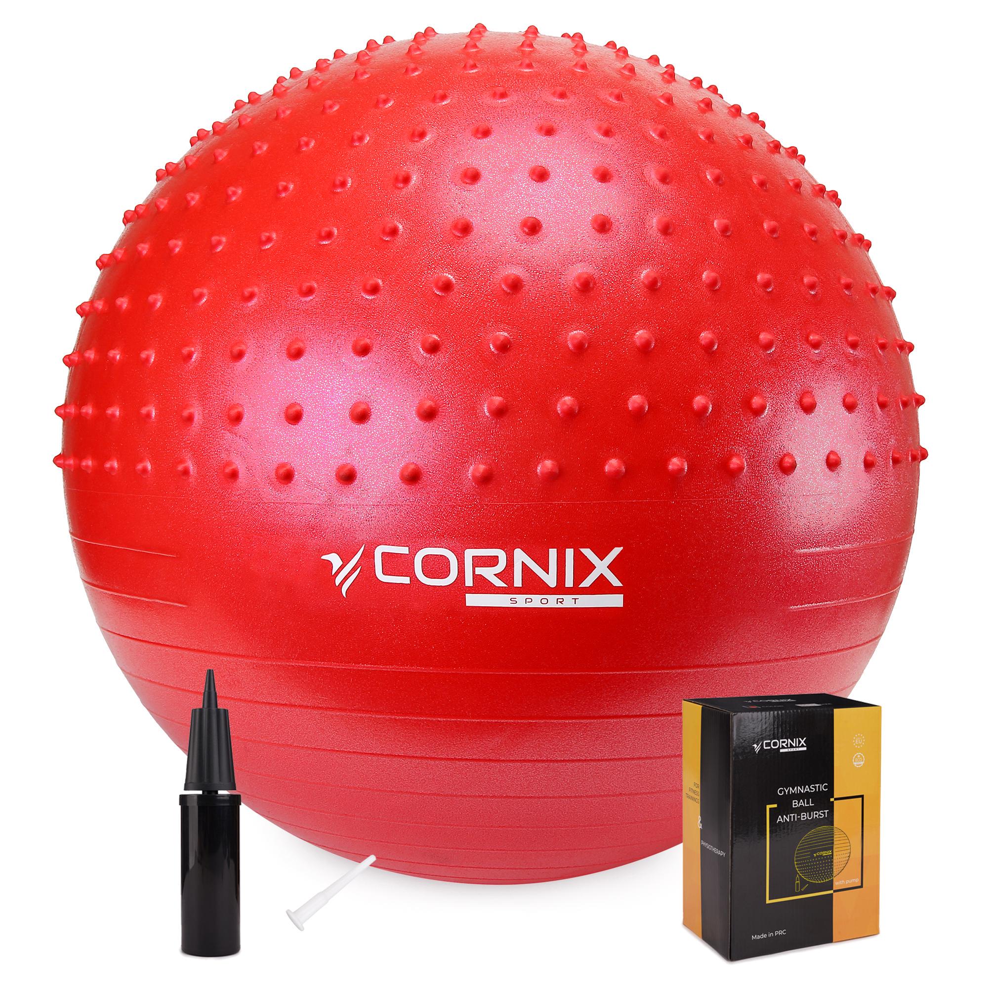 Фитбол для фитнеса полумассажный Cornix Anti-Burst XR-0462 55 см Red