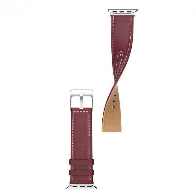 Шкіряний ремінець Hoco Duke series WB04 для Apple Watch Series 4 40 мм Wine-red (612ba12f) - фото 1