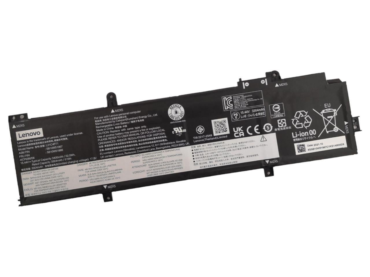 Акумулятор для Lenovo ThinkPad T14/L21C4P71/L21L4P71/L21M3P71/L21C3P71 3400 mAh 52,5Wh (21783823)